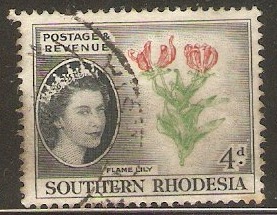 Southern Rhodesia 1953 4d Red, green and indigo. SG82.